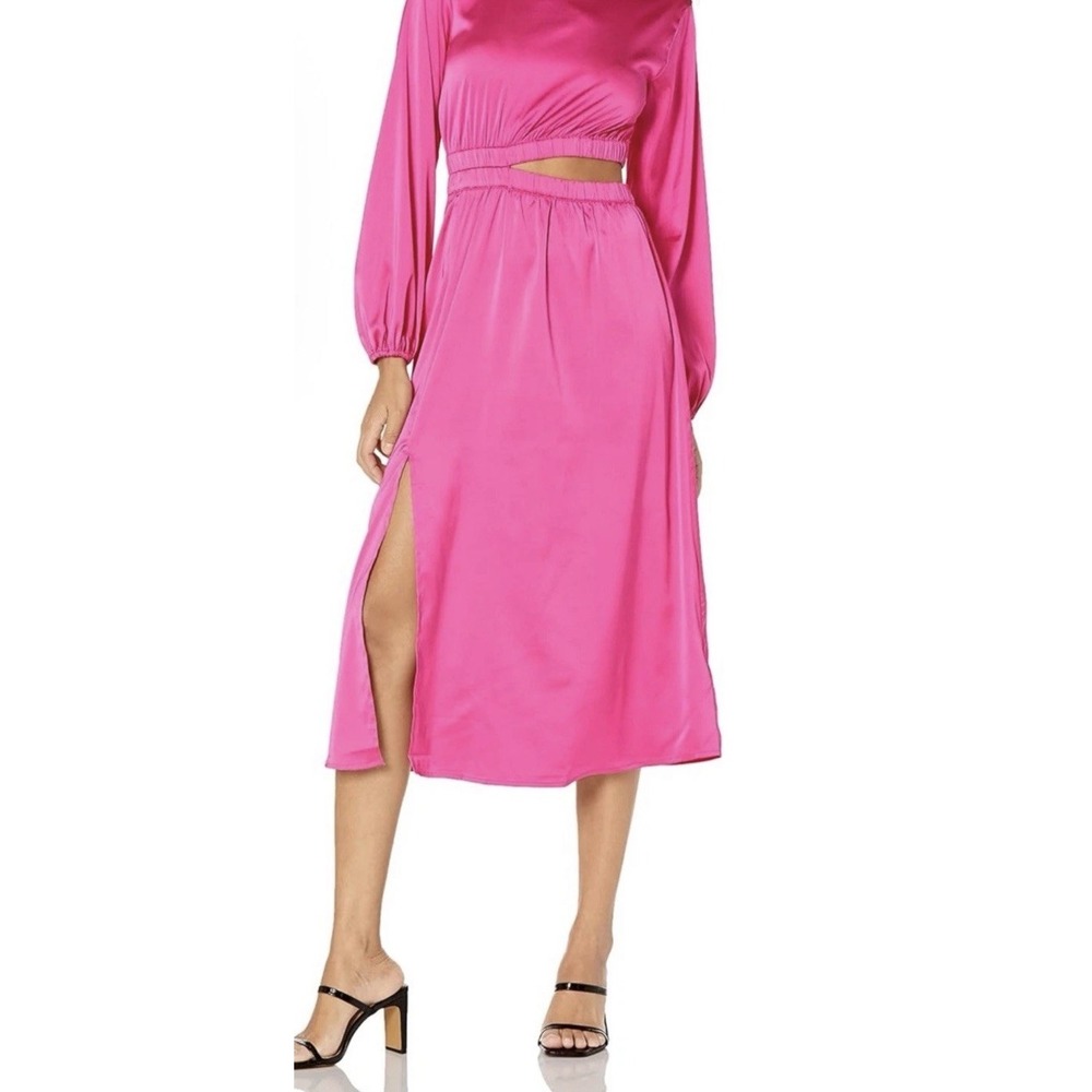 NWT L The Drop Jacob Long Sleeve Cut Out Midi Dress,  Women's  Hot‎ Pink